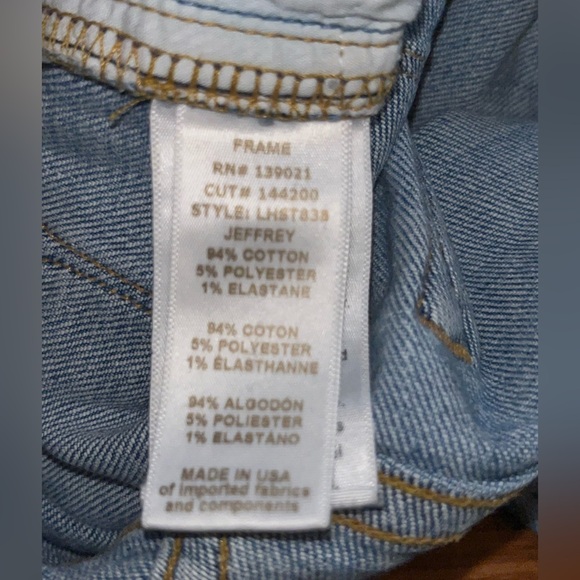 Frame Le High Straight Jeffrey Jean distressed ripped light wash size 25 preppy - Picture 10 of 12